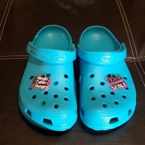 Blue Crocs with Charms